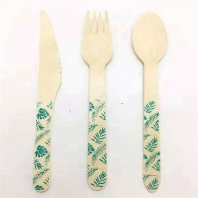 China Disposable Biodegradable Wooden Custom Printed Disposable Wooden Stamp Utensil Wooden Cutlery for sale