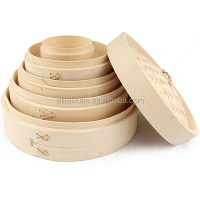 China Customized Sustainable Logo Size Color Round Shape Portable Natural Bamboo Food Steamer for sale