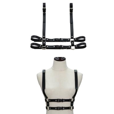 China Punk punk style body strap for men and women, PU leather chest strap for sale