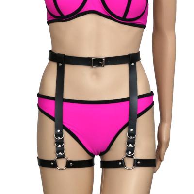 China Punk Leather Body Leg Ring Body Belt Chest Garter Belt Garter Belt PU Belly Strap for Men and Women for sale