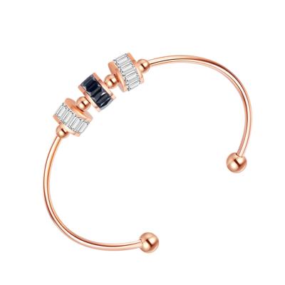 China CLASSIC round zircon stainless steel bracelet plated with rose gold noble temperament for sale