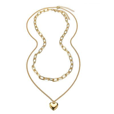 China Wholesale CLASSIC Gold Heart Pendant Stainless Steel Necklace Women Jewelry Fashion Jewelry 2021 for sale