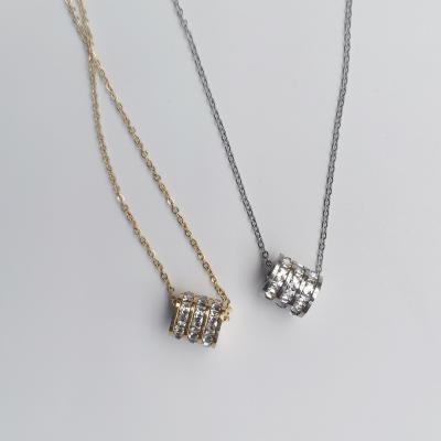 China New CLASSIC stainless steel necklace full of rhinestone cylinder necklace for sale