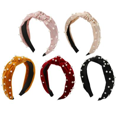 China Simple Non-slip Wide Edge Hair Band Pearl Headband Pearl Head Circle for sale