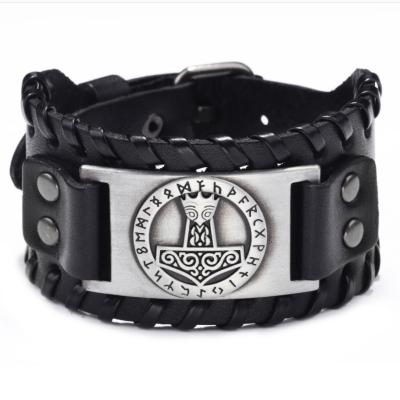 China Hiphop Alloy Truth Leather Wristband Fashion Bangle Hammer Letter Bracelet for sale