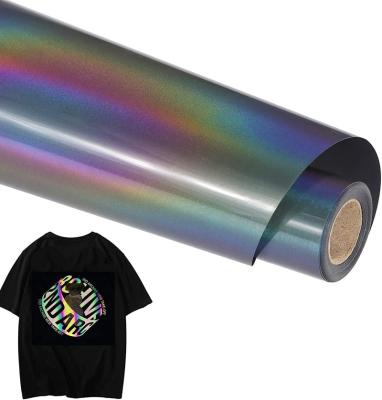 China Reflective Flexible Stretchable Rainbow Heat Transfer Vinyl Roll Iron On HTV For Silhouette Cameo Easy To Cut And Weed Heat for sale