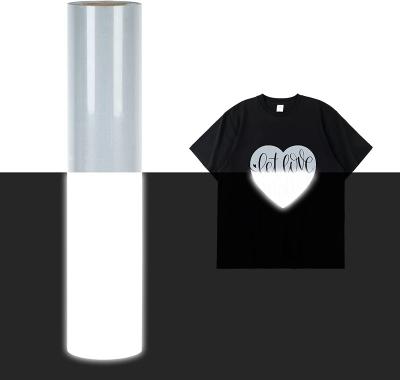 China Htv Reflective High Quality High Elasticity Htv Film Heat Transfer Silver Reflective Vinyl For Cottons Safety T-shirt for sale