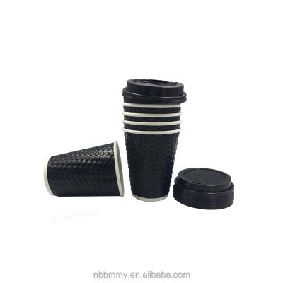 China Disposable Direct Maker Biodegradable Paper Coffee Cup Disposable Black With Lid for sale