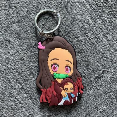 China Cute Demon Slayer Gift Cartoon Anime Key Chain 3D PVC Silicone Keychain for sale