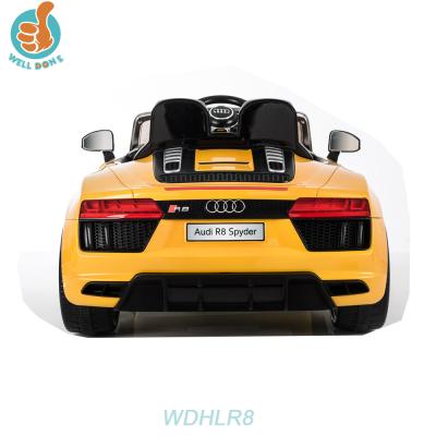 China WDHLR8 Best Audi R8 Chinese Price Authorized LED Headlights And Music Kids Electric Control Car Cool Remote Play for sale