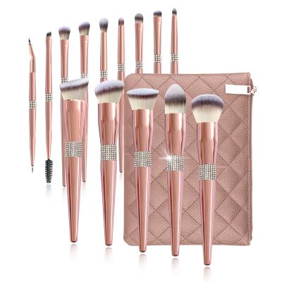 China 2021 Eco-Friendly New Diamond Handle Crystal Makeup Brushes Rose Gold 10 Pcs Glitter Bling Makeup Brush Set for sale