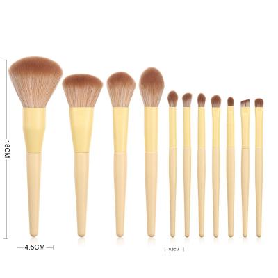 China Soft Stiffens 11pcs Custom Logo Detail Brushes Makeup Loose Powder Blush Brush Yellow Makeup Brush Set for sale