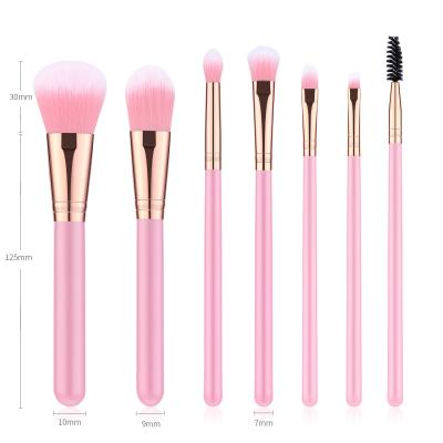 China Soft Stiffens Style 7 Pcs Popular Makeup Set Brush With Wooden Handle Solid Wooden Painted Custom Logo Makeup Brushes for sale