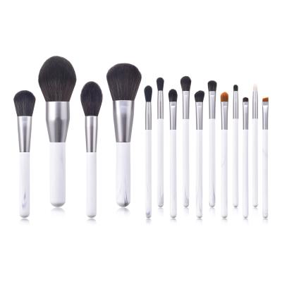 China Soft Stiffens Good Design 15 Pcs Marble Style Makeup Brushes Wooden Handle Blush Make Up Vegan Daily Makeup Brush for sale