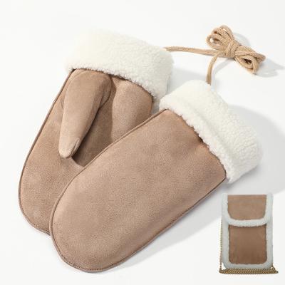 China Cheap camel plush thicken warm liner and gloves for winter outdoor sports for sale