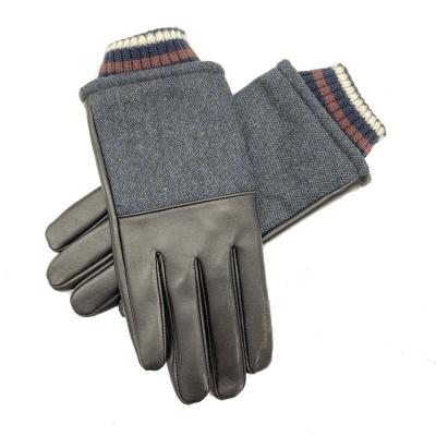 China Winter Fashion Cheap Classic Sheepskin Men Leather Gloves With Knitted Cuffs for sale