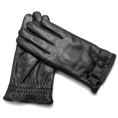 China Cheap Mens Black Goat Leather Gloves Winter Training Gloves Custom for sale