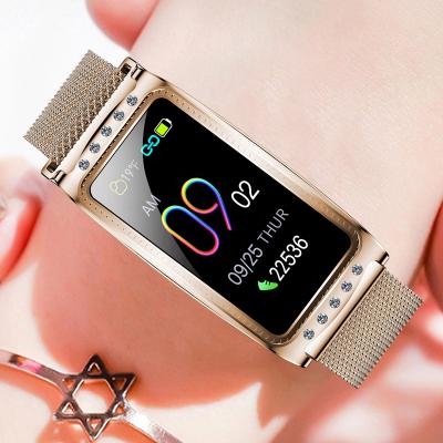 China Touch Screen Fashion Women Ladies Smart Bracelet F28 With Heart Rate Blood Pressure Monitoring IP68 Waterproof Wristwatch For Female for sale