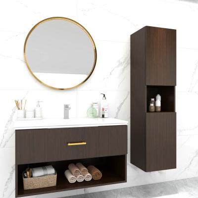 China Eco-friendly Modern Plug And Play Aluminum Led Mirror Double Sink Vanity Waterproof Bathroom Cabinet Set With Led for sale