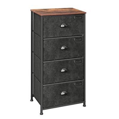 China VASAGLE Wooden Chest (Size) Iron Bedroom Storage Cabinet Black Slim Wooden Tall Adjustable 5 Drawers With 4 Drawers for sale