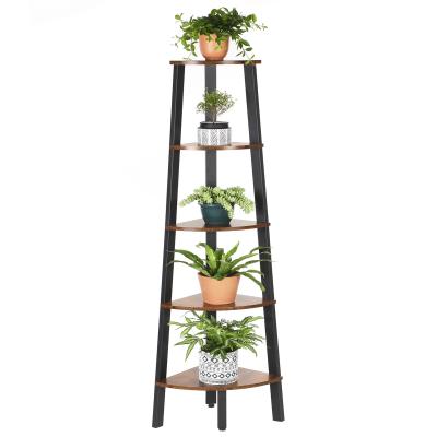 China VASAGLE Living Room Bedroom Kitchen Metal Frame Free Standing Storage Adjustable Ladder 5-Tier Leaning Shelf for sale