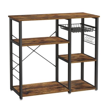 China Multi-Layer Cast Iron Kitchen Storage Rack Organizer Microwave Cabinet Kitchen Rack Hanging Shelf for sale