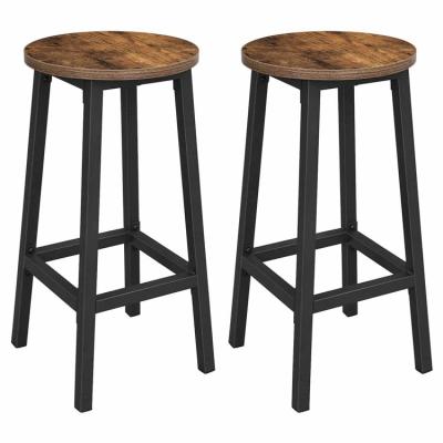 China VASAGLE Vintage Industrial Design Tall Brown Industrial Bar Stools Wooden Metal Bar Stool Umpire Chair for sale