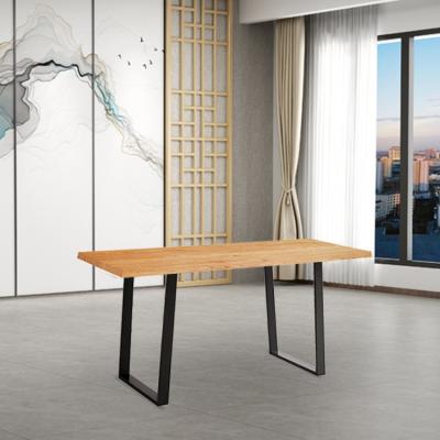 China Modern Simple Custom Square Rectangular Leg Dining Table Metal Comedor Size K/D Style MDF Wood Dining Table for sale