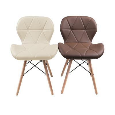 China Free Sample Modern Dining Armchair PVC PU Upholstered Solid Wood Faux Leather Dining Chairs for sale