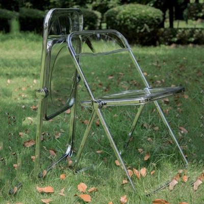 China MODERN Modern Style Leisure Folding Chair Transparent Acrylic Plastic Chairs Metal Leg Acrylic Dining Chair for sale