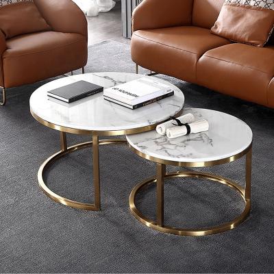 China Free sample high quality marble coffee table round table metal steel coffee table for sale