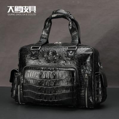 China GENUINE LEATHER Crocodile Fish Crocodile Leather Travel Bag Men's Leather Outdoor Travel Luggage Bag Large Siamese Handbag Men's Bag for sale