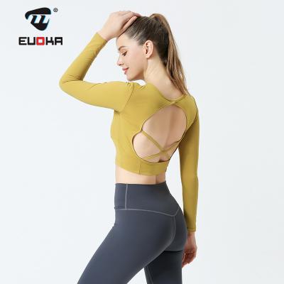 China Factory Direct Sales Breathable Latest Design Women's Sports Yoga Tops With Long Sleeves for sale