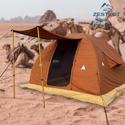 China Extended Type Portable Camping Tent 3*3M Canvas Inflatable Tent Outdoor Waterproof Breathable Geertop 6-8 People Large Space With Compressor for sale