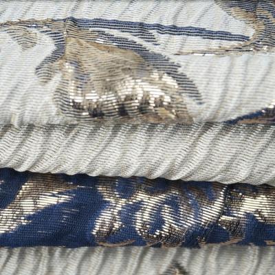 China 2022 Hot Selling Shrink-Resistant Blue Metallic Floral Woven Jacquard Brocade Glitter Fabric For Dress for sale