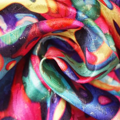 China Shrink-Resistant Colorful Riot Iridescent Metallic Flowers Jacquard Brocade Fabric Women Girl For Sofa Dress for sale