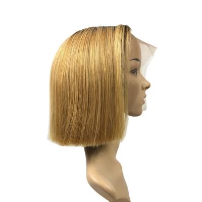 China Straight Human Hair Bob Wigs Lace Front Brazilian Ombre Bob Wig 180% Bone Density Straight Pulled Double Colored Bob Wig for sale