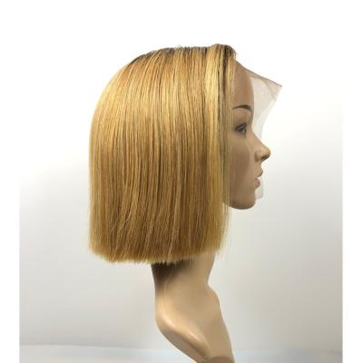 China High Quality Human Hair Straight Blonde Straight Double Sided Wig Lace Band Wig Straight Blonde Cuticle Aligned Hair Bob Wig Virgin Hair for sale