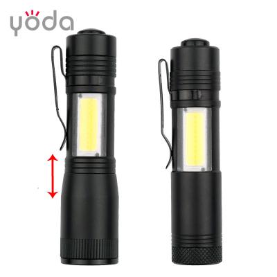 China D9542 portable rechargeable mini lithium xpe clip dry battery 14500 camping cob aa led flashlight for sale