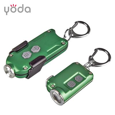 China Smart Mini Keychain Flashlight Rechargeable Aluminum Tip 360 Lumen USB EDC Metallic Key Chain LED Mini Flashlight for sale