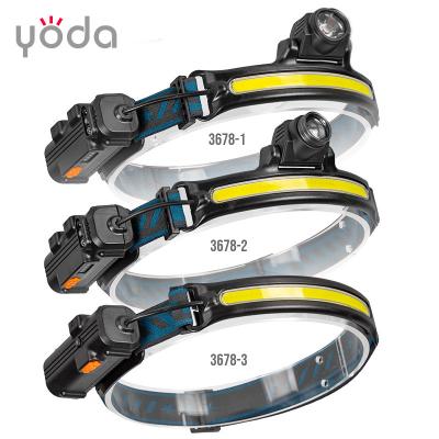 China New USB LED Headlamp Rechargeable Headlamp Zoom Head Lamp COB Camping Light High Lumen Lithium Battery Waterproof 3W Black Body for sale