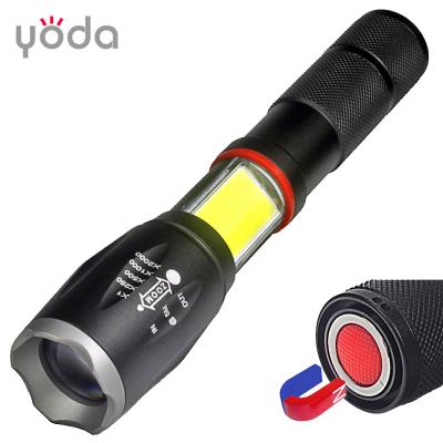 China T9690 tv camping zoomable magnet xml t6 cob led flashlight for sale