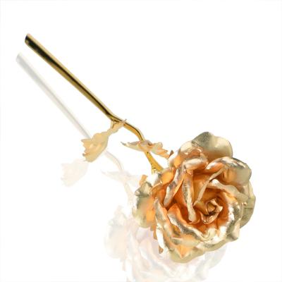 China Hot Sale Durable Gold Foil Rose Flower Artificial Golden Rose Flower For Valentine Day for sale