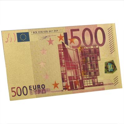 China Hot Selling 24k New Commodities Europe 2021 Art Engraved Gold Foil Craft 500 EUR Euro Banknote for sale