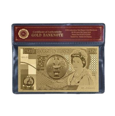 China Hot selling gold Elizabeth II of Europe 2021 50 pound euro banknote paper foil collection banknote for sale