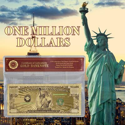 China Hot Selling USA Amazon Gold Foil Money One Million Dollar Banknote Gold Collection For Sale for sale