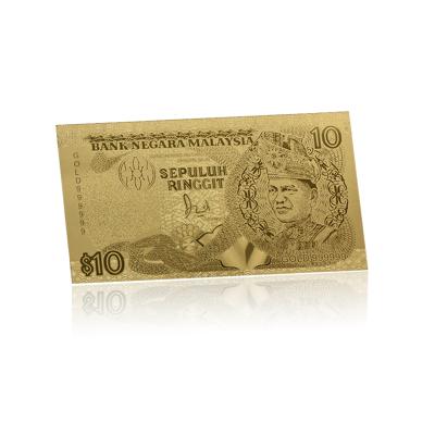 China Hot Selling Gold Foil Malaysia Money Africa Amazon Commemorative Ten RINGGITS Banknote Malaysia Banknote For Gift for sale