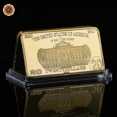 China Europe Wr 2021 Hot Sales Metal Craft Gifts Collections USA 24k Gold Plated Bar USD 20 Banknote for sale