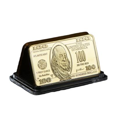 China Europe 2021 Products Collection Gifts24K Gold Bar Now USD 100 One Dollar Bill 999.9 Gold Plated Coin for sale