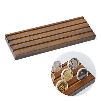 China New Products Handmade Wood Souvenir Display Wooden Commemorative Luxury Coin Display Stand For Souvenir for sale